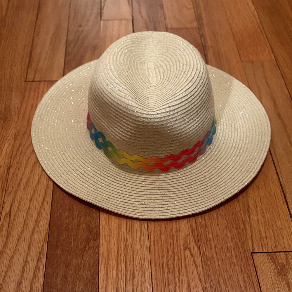 Target Cream Kids Hat with Rainbow Band 🏖️